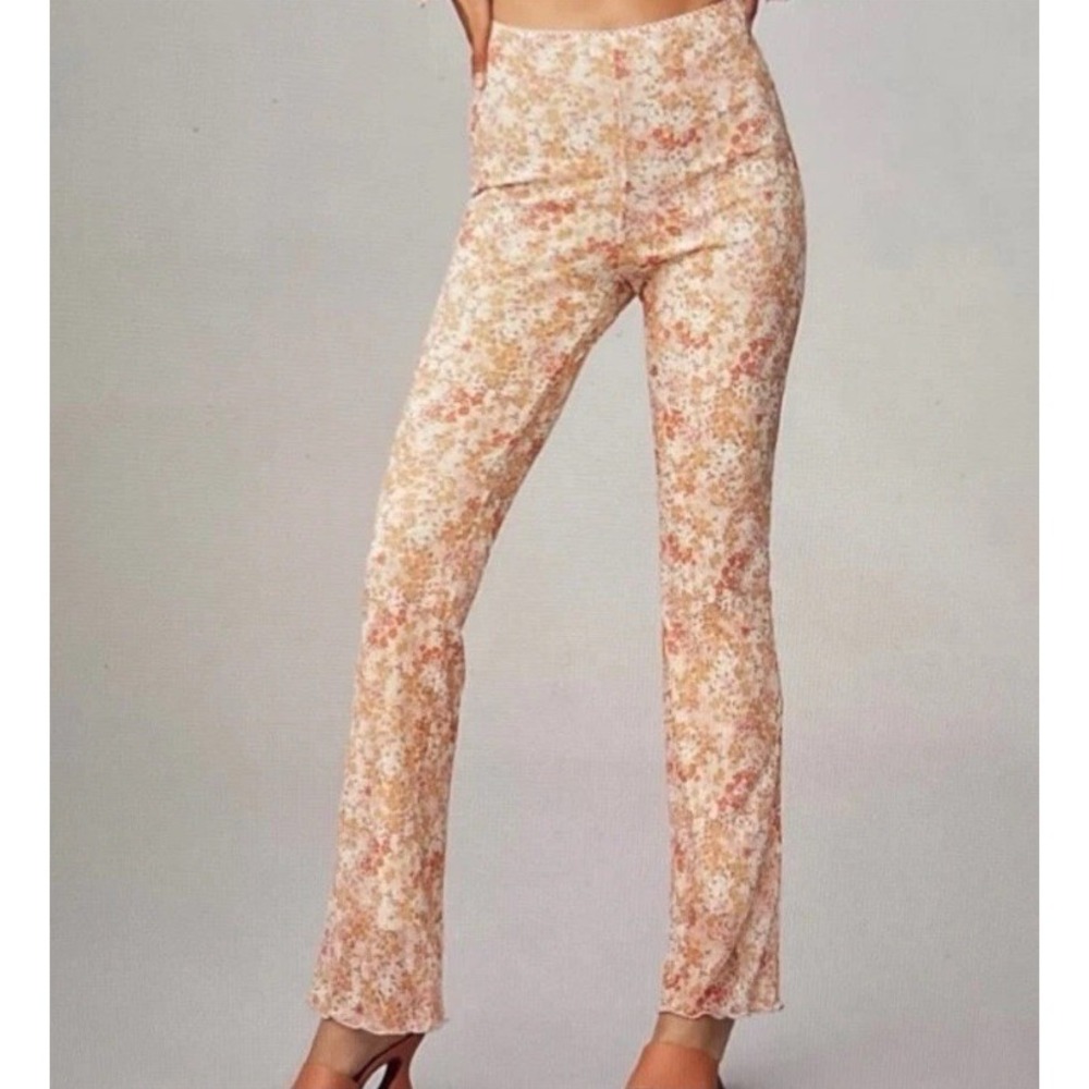 Sage The Label Flare Pants Ciao Rome‎ Ditsy Floral Y2K Mesh Boho Anthropologie